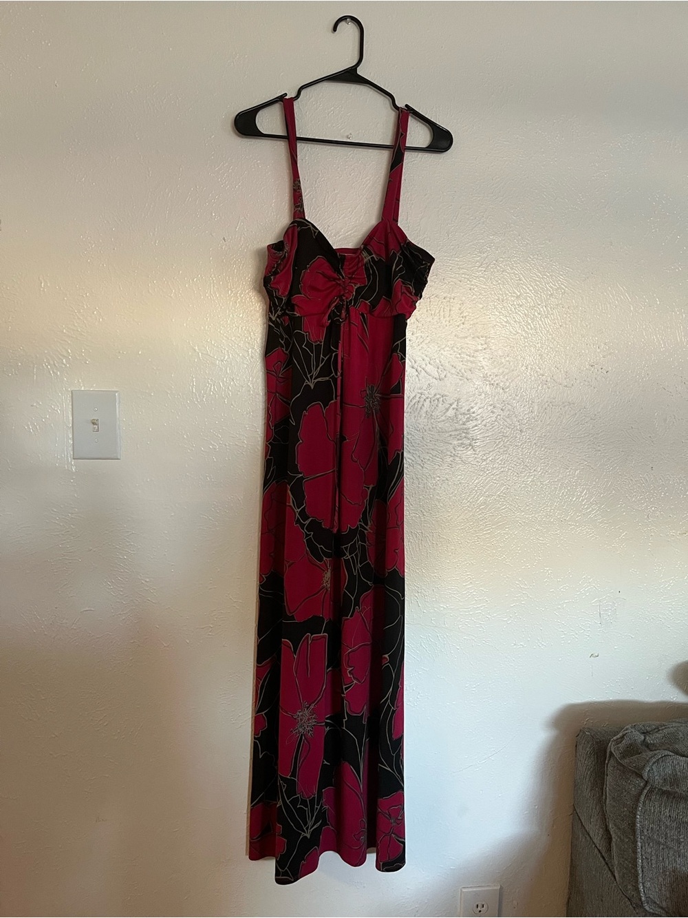 jonathan martin Red and Black Floral Maxi Dress